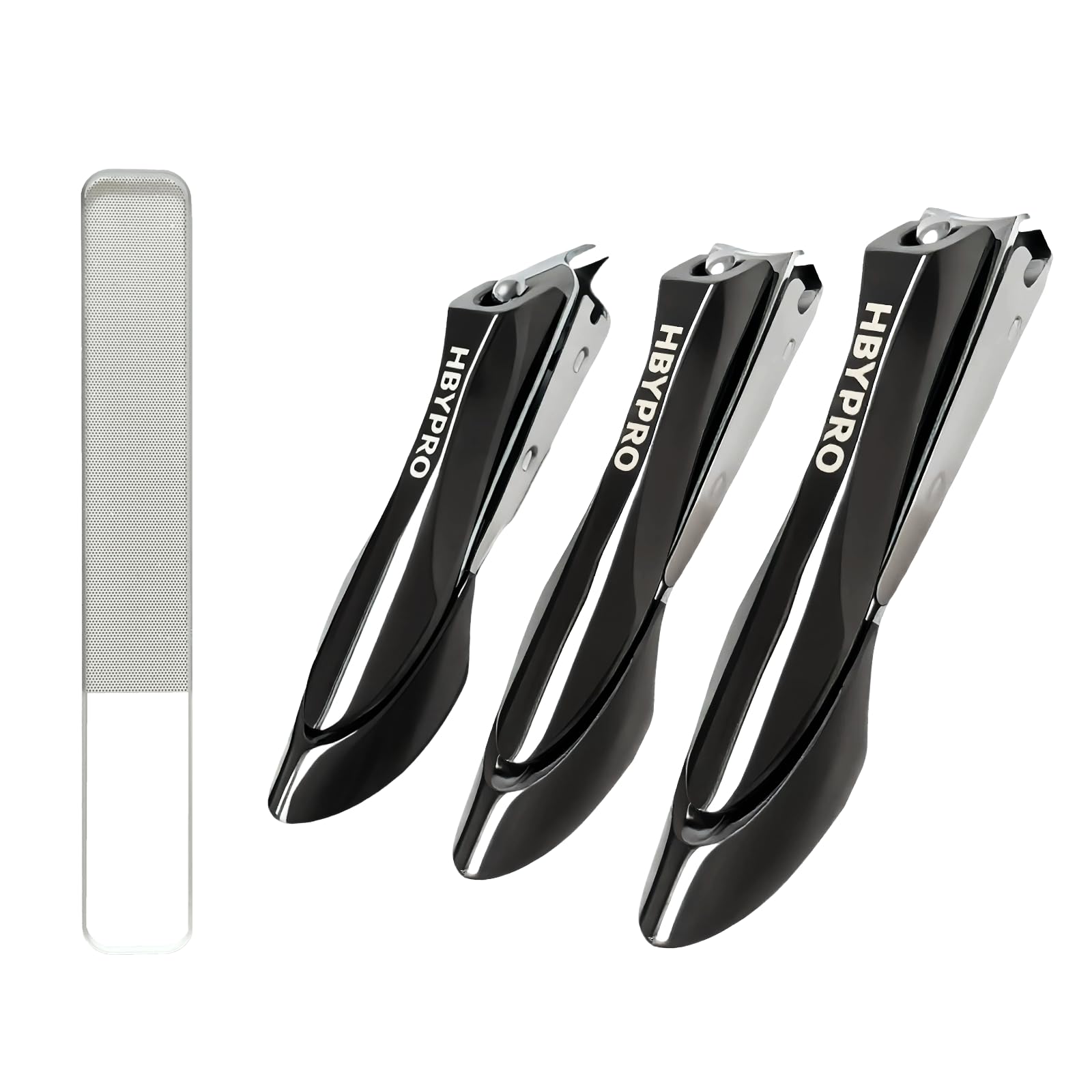 Set Di Tagliaunghie Resistenti, 4 Pezzi, In Acciaio Inox, Per Uomini E Donne, Strumenti Per Manicure E Pedicure, Con Lima Per Unghie, Nero-image