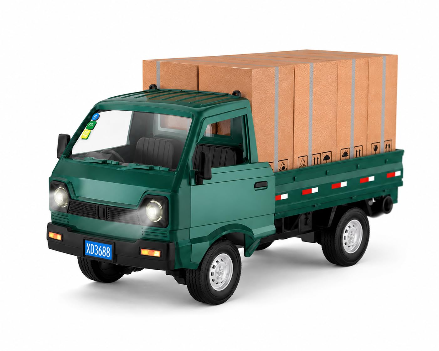 Remote Control Kei Truck Toy Car with LED Lights & Cargo Boxes - 1:16 Scale 2.4 GHz RC Pickup Transport Vehicle for Indoor Outdoor Play | Rechargeable RC Truck for Kids, Teens & Adults-image-14