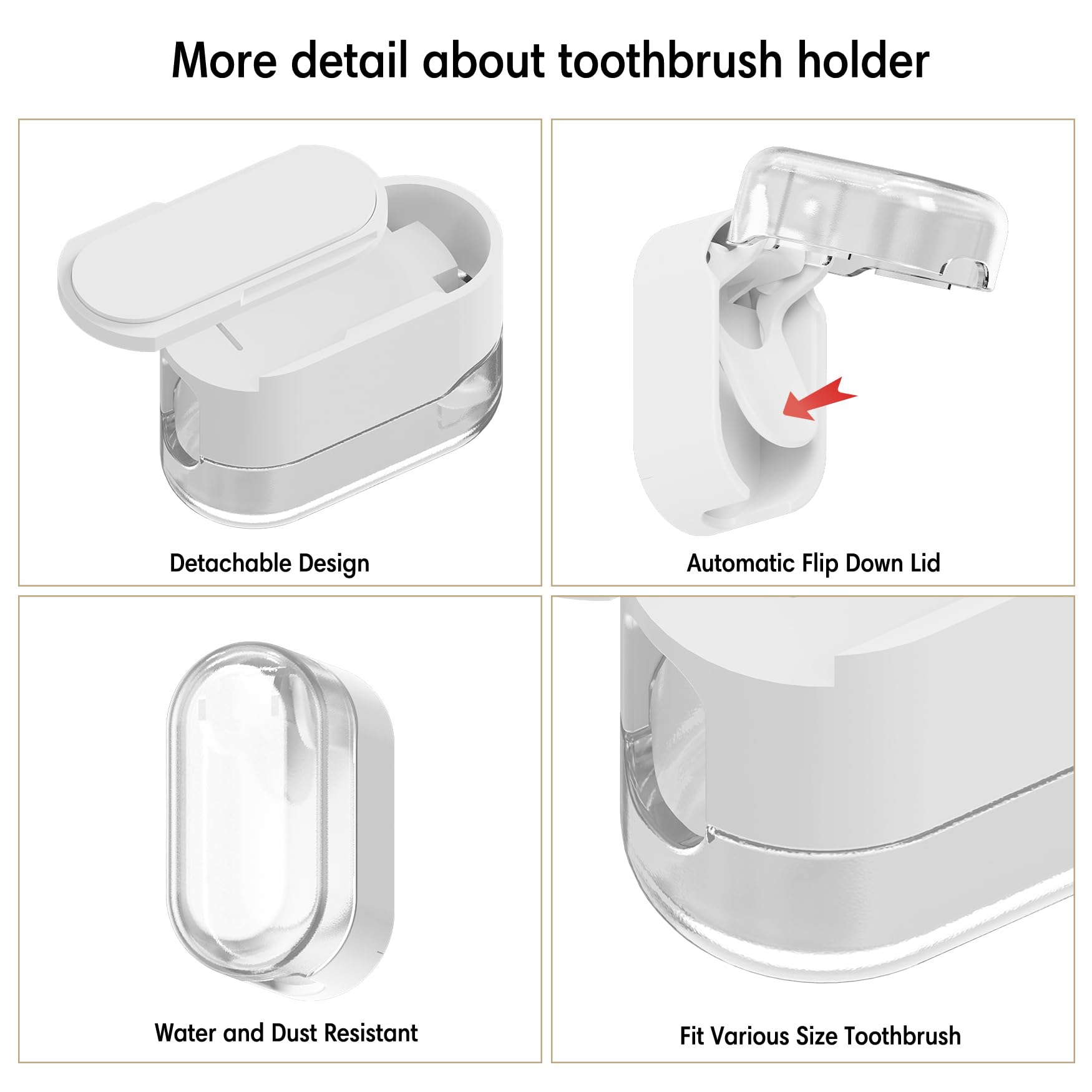 BALUCA 3 fundas para cabezales de cepillo de dientes de viaje, funda protectora para cepillo de dientes, organizador para colgar en la pared, para viajes, camping, baño, escuela, negocios (blanco)