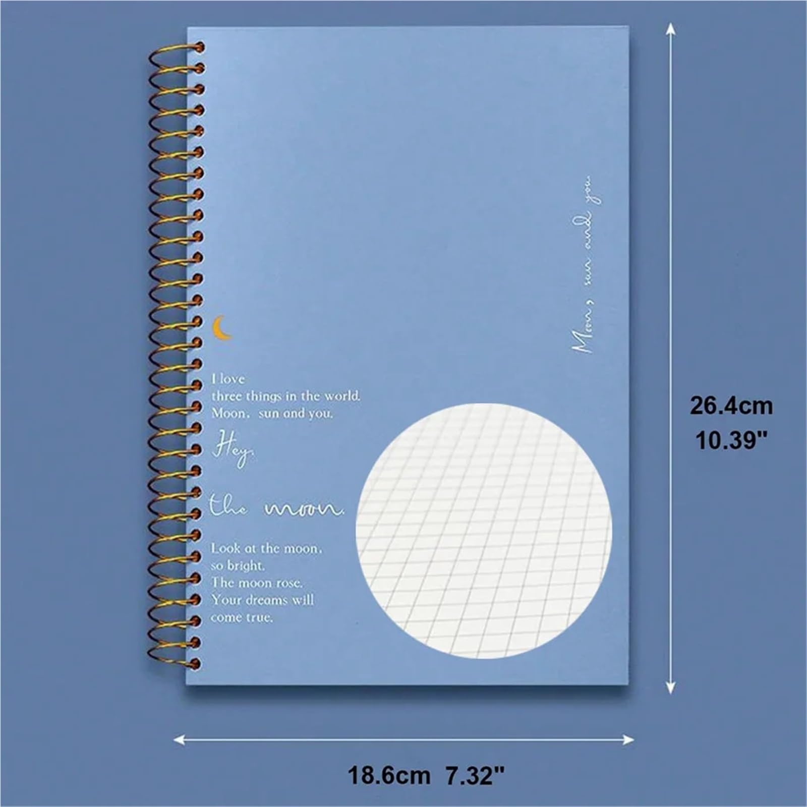 cuaderno espiral de líneas anchas Cuaderno B5 de tapa dura con espiral y 300 páginas interiores, 150 hojas cuadriculadas en blanco for estudiantes.(Grid inner page)