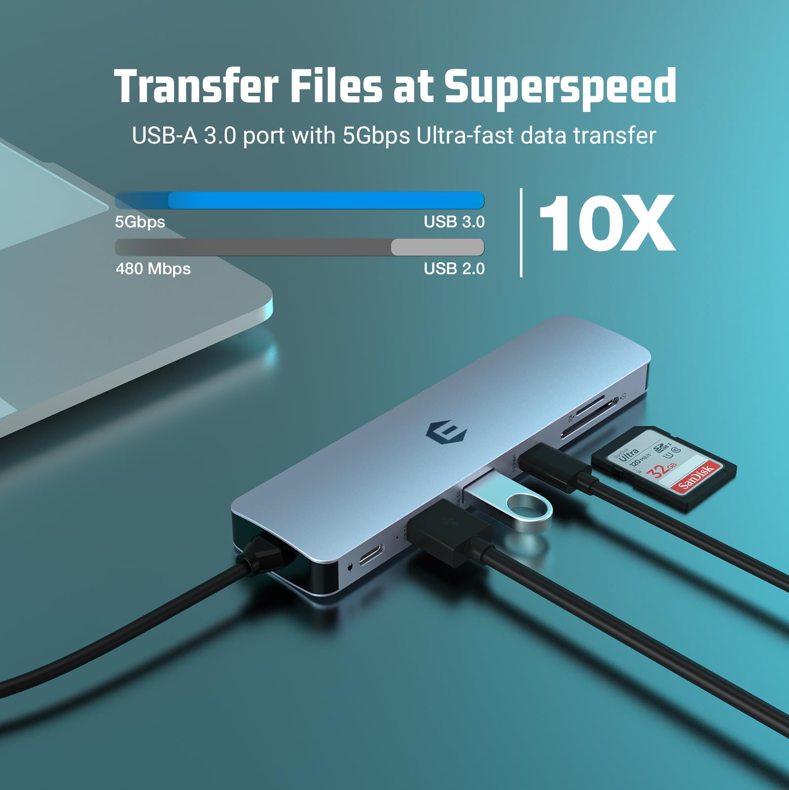 Hub USB C, adapter koncentratora Tymyp 7 w 1, wyjście HDMI, zasilanie 100 W, USB C 3.0, podwójne porty USB 3.0, czytnik kart SD i Micro SD, idealny do laptopów USB C, Dell XPS/HP/Surface i innych