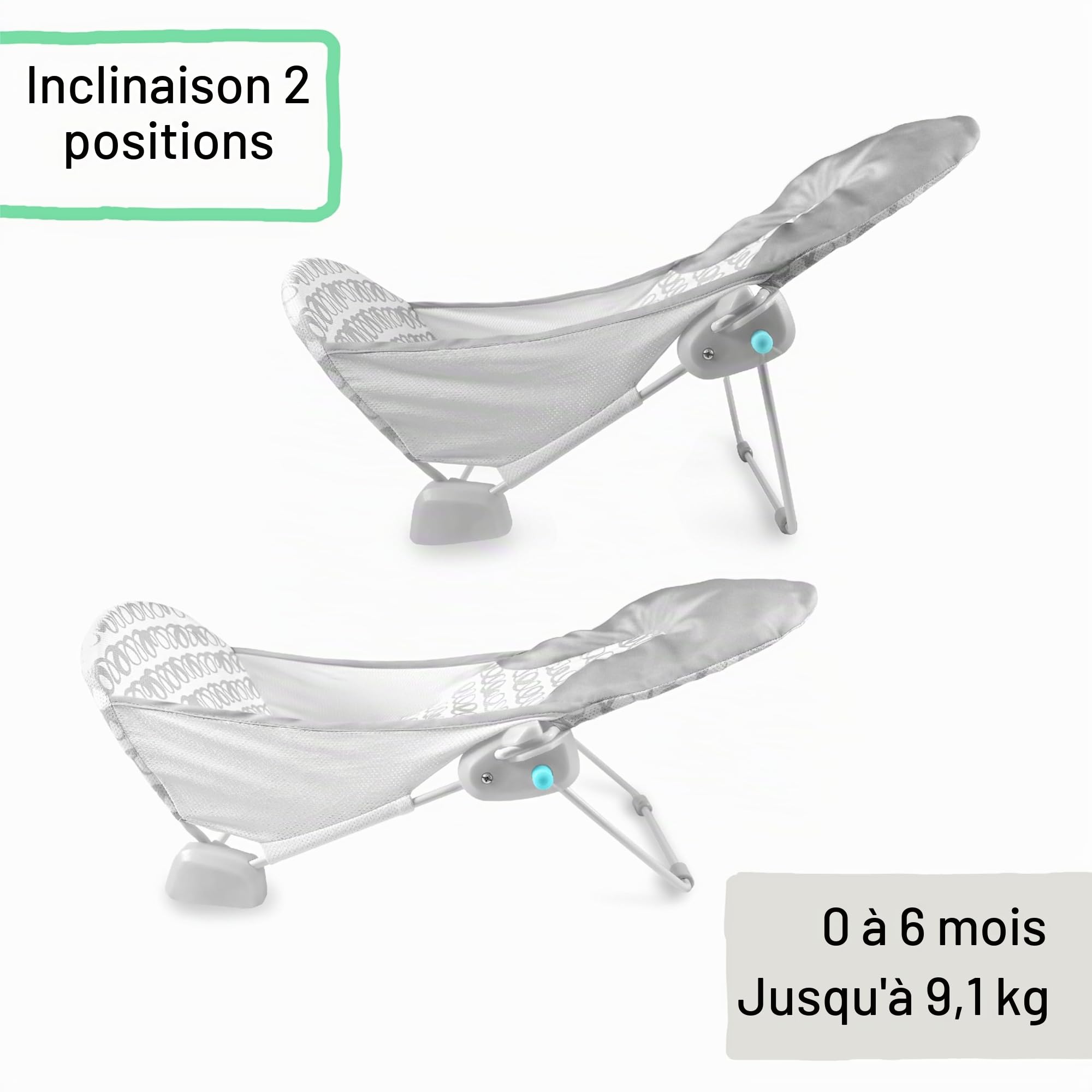 INGENUITY Transat de bain pour bébé pliable gris