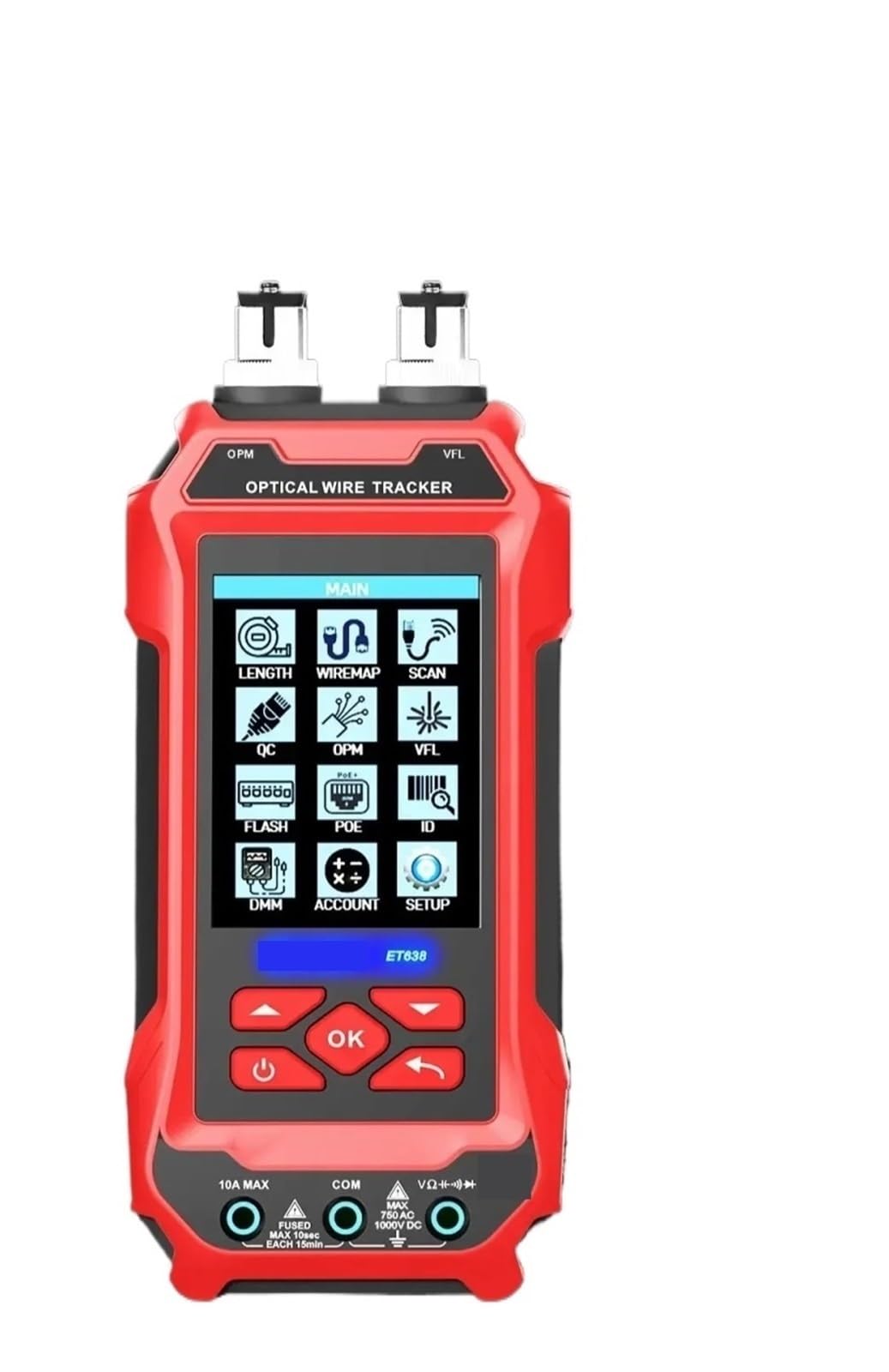 Network Cable Tester, ET636 ET638 Network Cable Tester 4in1 Multi-Function Fiber Optical Power Meter Visual Fault Locator(ET638)