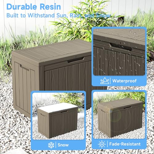 Image of 55 Gallon Outdoor Storage Box Waterproof, UV Resistant Resin Deck Box for Patio Furniture, Outside Storage Box for Garden Tools, Patio Cushions, Grey