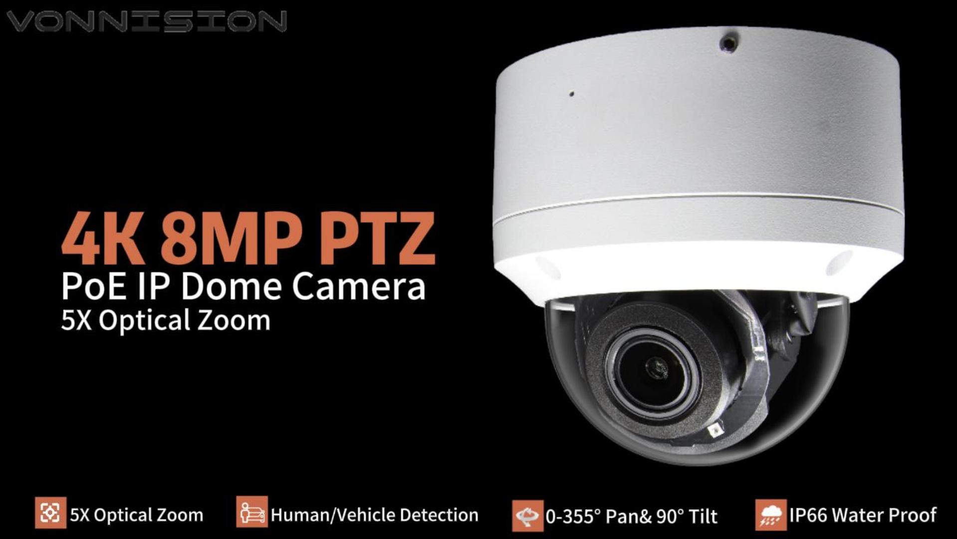 Amazon.com : Vonnision IP Security 4K 8MP H.265 POE PTZ Dome