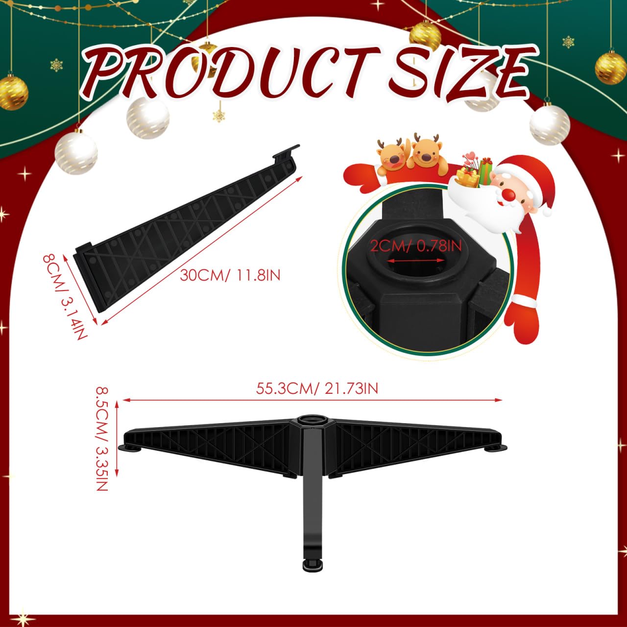 Cabilock Pied de sapin de Noël artificiel pliable en plastique de 30,5 cm pour décoration de sapin de Noël
