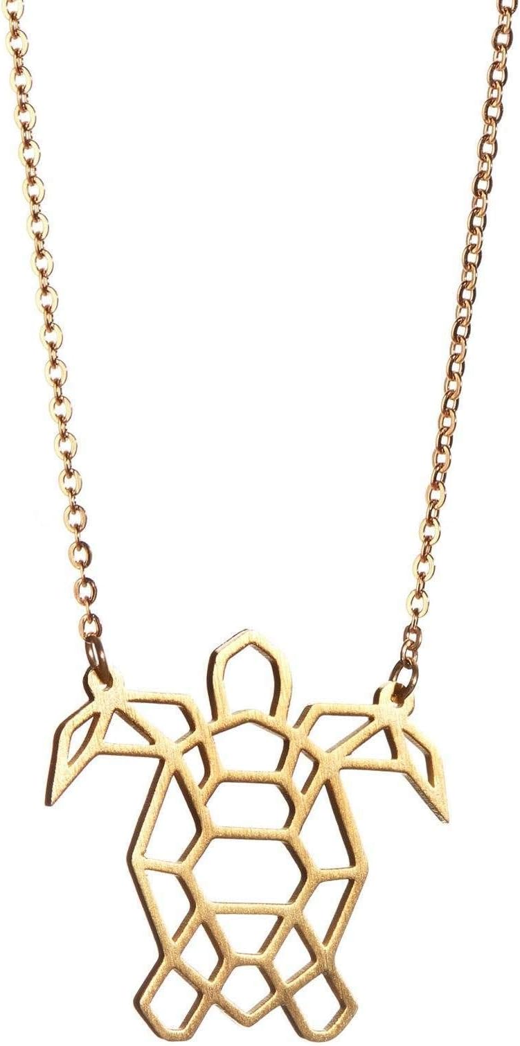 La Menagerie Turtle Gold Origami Jewellery - Gold Geometric Chain Necklace – 18 Karat Plated Gold Necklace for Women & Girls – Stylish Turtle Pendant Necklace