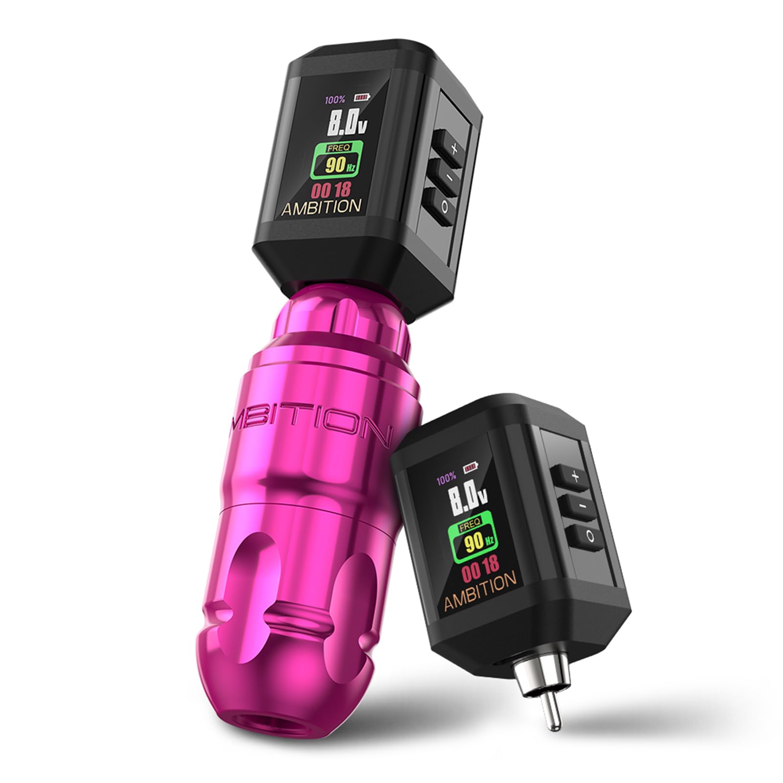 Ambition Lutin Rotary Tattoo Machine with 2Pcs Korall Tattoo Power Supply 2200mAh Straight Drive Bar - Wireless Tattoo Machine Short Tattoo Pen with Brushless Motor with RCA Cord for Tattoo Artist