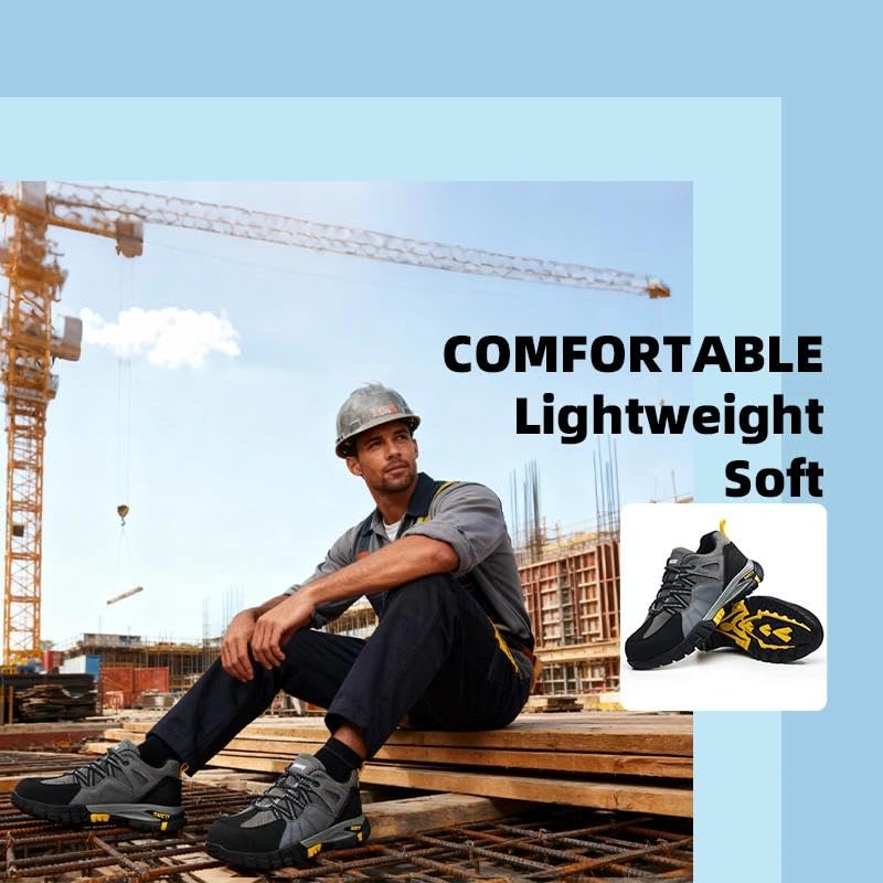 Steel Toe Shoes for Men Women Work Sneakers Safety Shoes Indestructible Comfortable Lightweight Breathable Safety Puncture Proof Shoes for Constructions