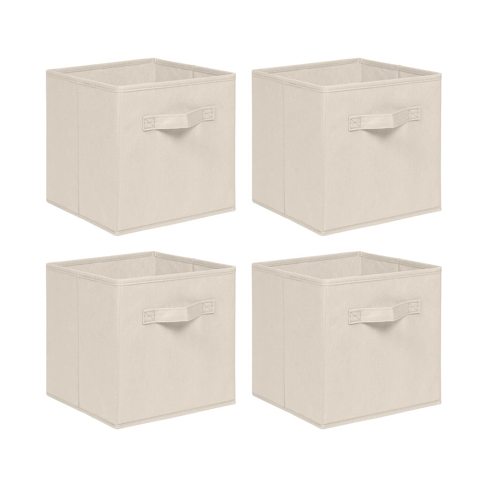 NICEME Foldable Cube Storage Unit Boxes, Non-Woven Fabric Storage Boxes Set, Clothes Drawers for Shelves, 26.5x26.5x28 cm (Beige/Cream, Set of 4) — image 1