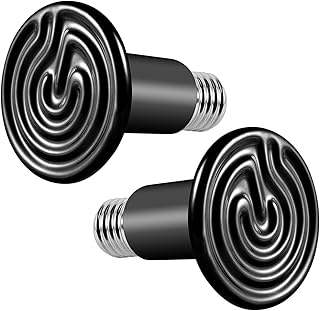Bonlux 100W Terrarium Reptile Heat Bulb,Ceramic Heat Emitter, No Light E27 Black Ceramic Heat Lamp Pet Ceramic Heat Bulb for Reptiles/Lizards/Tortoise/Snakes/Chicken/Dog, 2 Pack