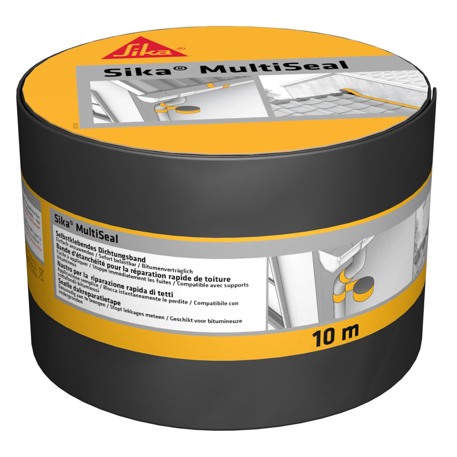 SIKA – Dichtungsband MultiSeal - Grau-Grün – Außenbereich - Selbstklebend & wasserdicht - Bituminös - Für Schnellreparaturen gegen Nässe und Zugluft - Überstreichbar - 10 m lang x 100 mm breit