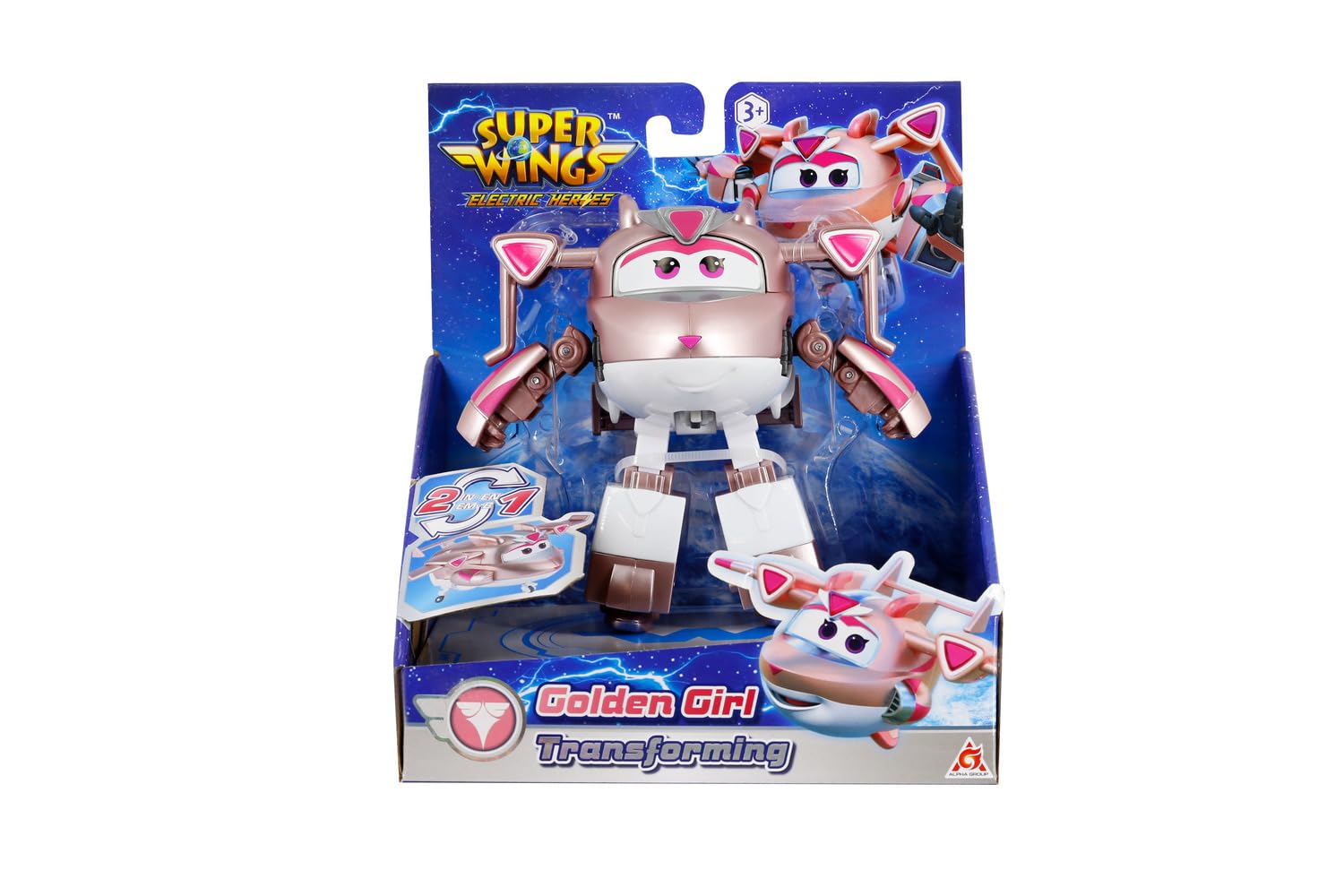 Super Wings Golden Girl : Avion Transformable En Robot, Doré Et Blanc – Jeu Interactif Pour Enfants Dès 3 Ans