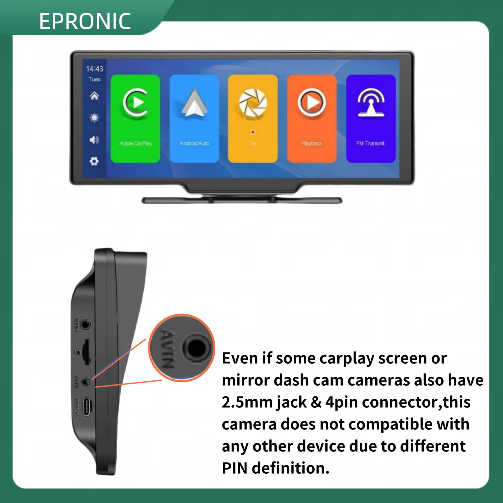 4 Pin Caméra de Recul AHD 1080P Caméra de Vision Arrière Étanche 2.5mm Caméra pour Voiture Angle de Vue 149° 720/1080P Modifiable Caméra de Recul Nocturne pour Carplay Portable