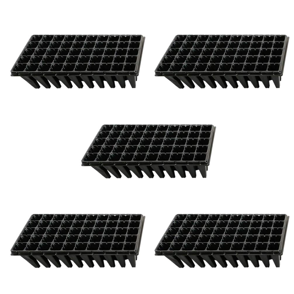 Cabilock 5 Pcs Plateaux de Semences 50 Cellules Semis Plateau de Démarrage Jardinage Germination Plateau Plante Kit de Démarrage pour La Propagation des Semis Noir