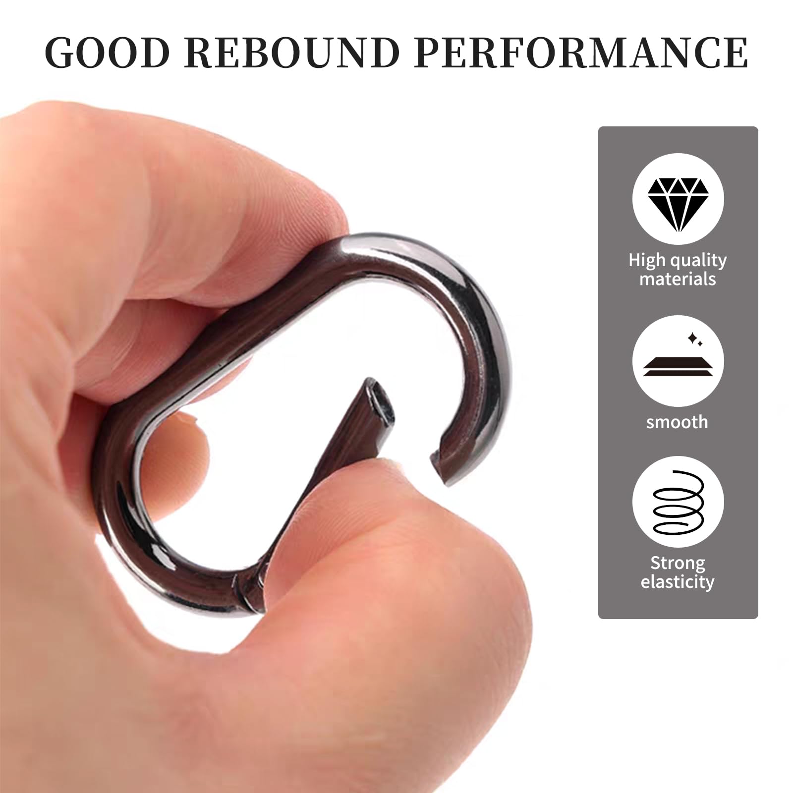 Lot de 12 mousquetons noirs et 12 anneaux porte-clés - Petits mousquetons - Pour porte-clés, accessoires de camping, portefeuilles, pièces de rechange - 3