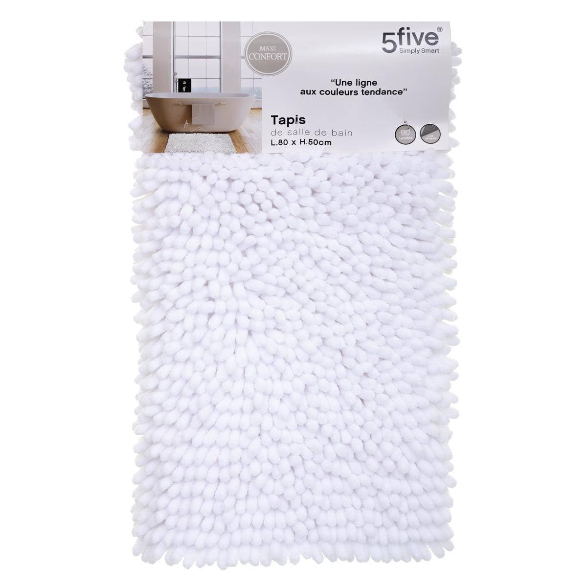 Tapis Salle De Bain Blanc Mémoire De Forme 50x80cm - Antidérapant Confort