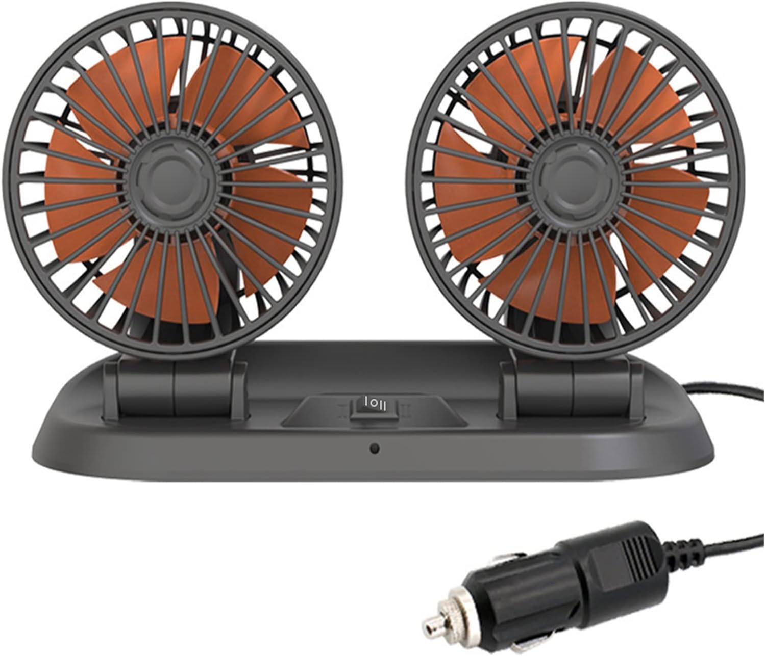 Leodun Ventilador Auto 12V-24V,2 Velocidades Doble Cabeza Ventilador Eléctrico Ventilador De Coche Giratorio 360 °Mini Ventilador Silencioso,para Coches,Camiones Y Furgonetas