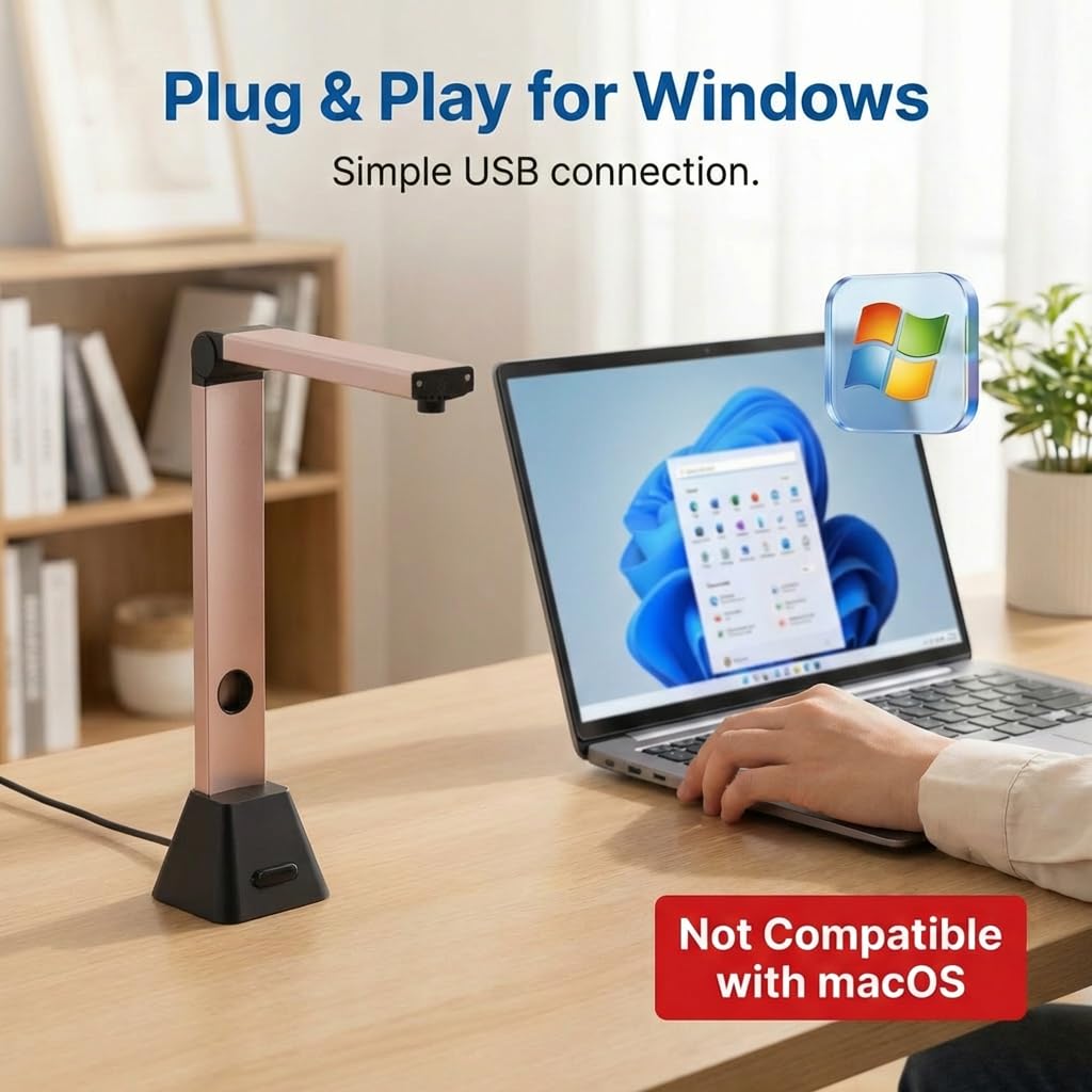 Scanner Documenti Portatile A3: 18MP Alta Definizione Scansione Multi-Formato con OCR 130 Lingue Appiattimento Curve USB Windows (Non Compatibile Mac) per Casa Ufficio Business Istruzione