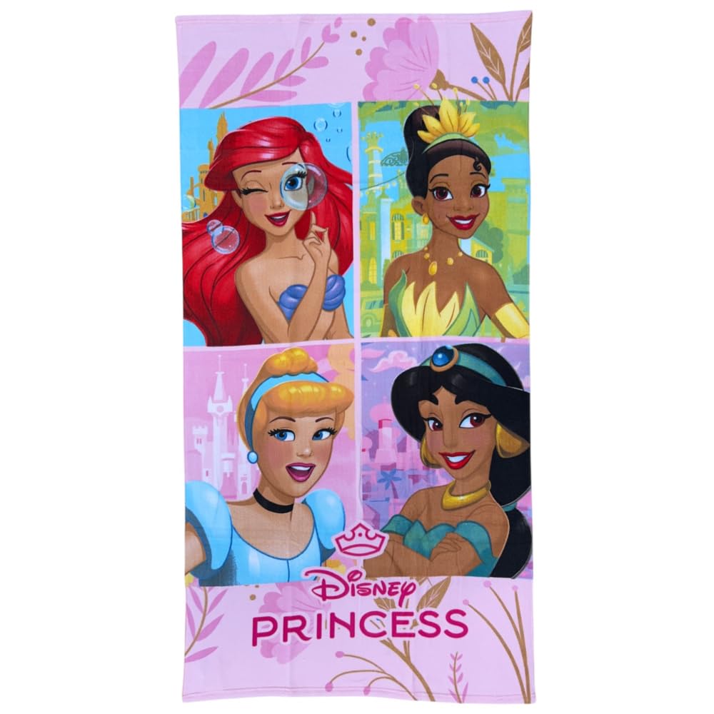 CARTOON Disney Princess Beach Towel Microfibre Polyester for Children 245gsm Size 70 x 140 cm Beach Pool