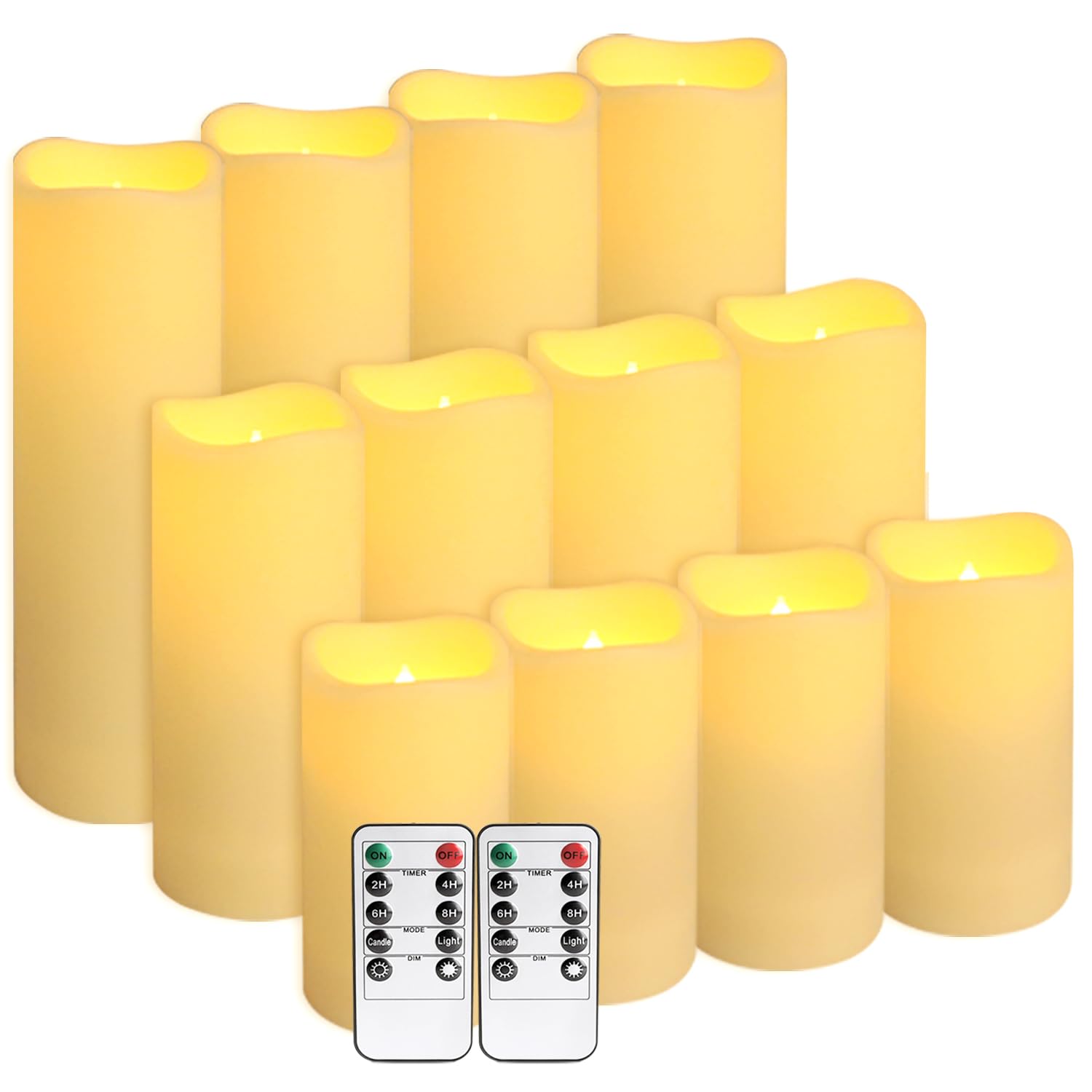 12-Pack LED Flameless Candles with Remote Control - Battery Operated, Timer, Dimmable, 3D Flame Flickering , Perfect for Halloween Christmas Parties,