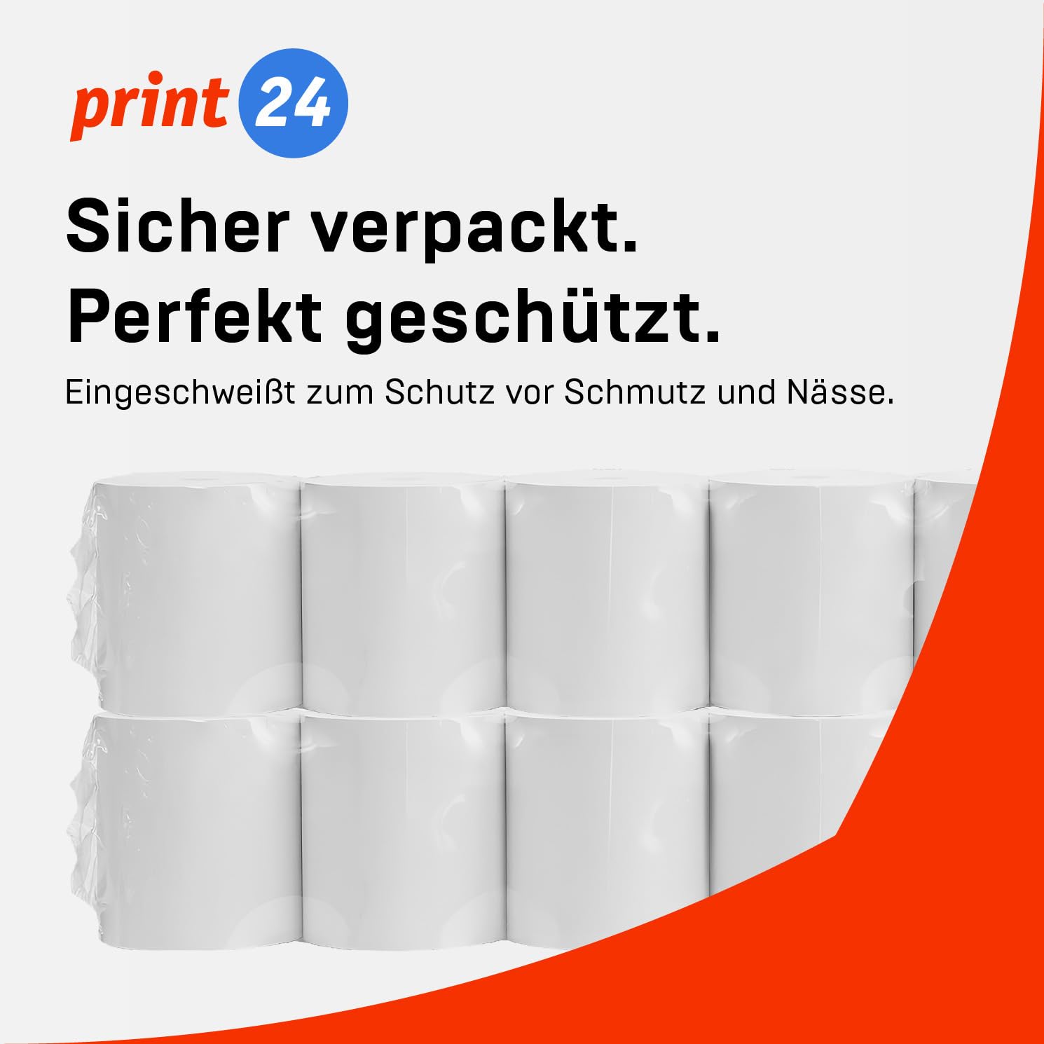 NEU: print24 Thermorollen/Kassenrollen, 100 Rollen, 57mm x 50mm x 12mm, 32m, Testsieger, PEFC zertifiziert, BPA-frei, für EPSON, IBM u.v.m