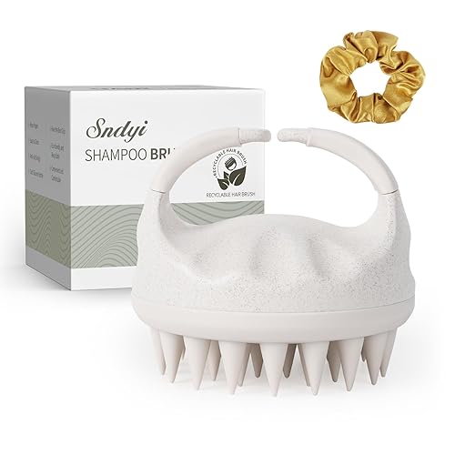 Sndyi 2 cepillos de champú masajeador de cuero cabelludo, limpiador de cuero cabelludo con cerdas de silicona suave, exfoliante de cuero cabelludo