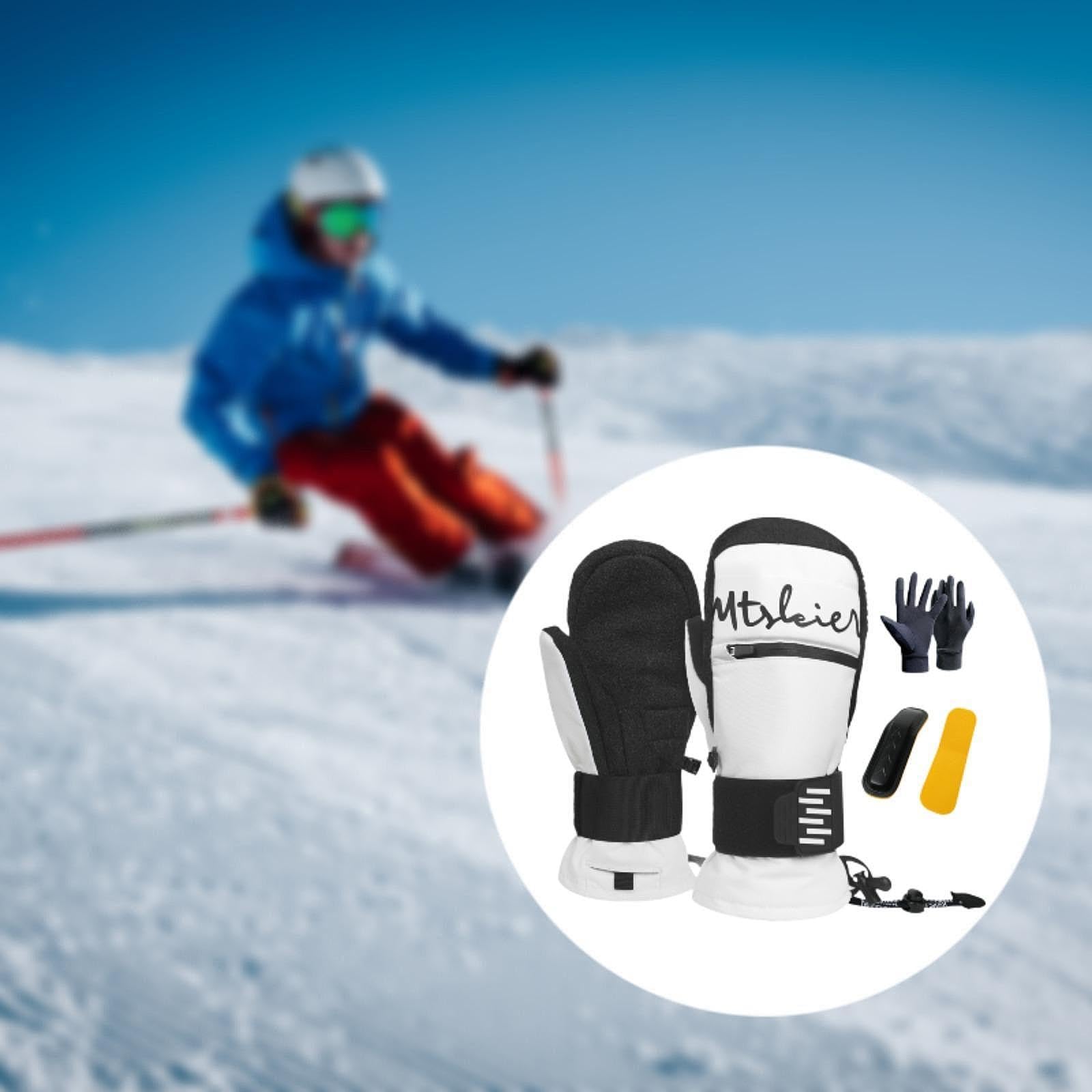 Gants de Ski, Gants de Snowboard, Gants d'hiver Confortables pour Femmes et Hommes, Gants de Neige pour Le Vélo, Le Ski et Plus Encore, avec Drago, Blancxl