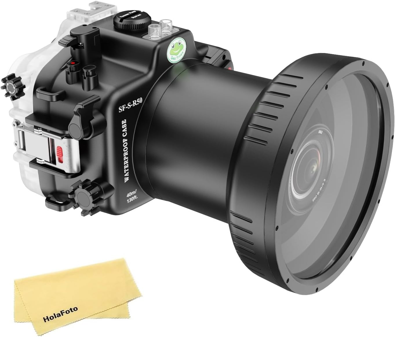 Seafrogs Underwater Housing for Canon EOS R50, 40M Waterproof Case with FL100 Long Flat Port Kit, Waterproof Scuba Diving Case for Canon R50+ EF 16-35mm f/2.8, EF 24-70mm f/2.8L