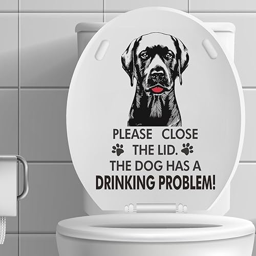 Divertidas calcomanías para tapa de inodoro de Labrador RetrieverDog, extraíble e impermeable, vinilo para asiento de inodoro, cierra la tapa, el