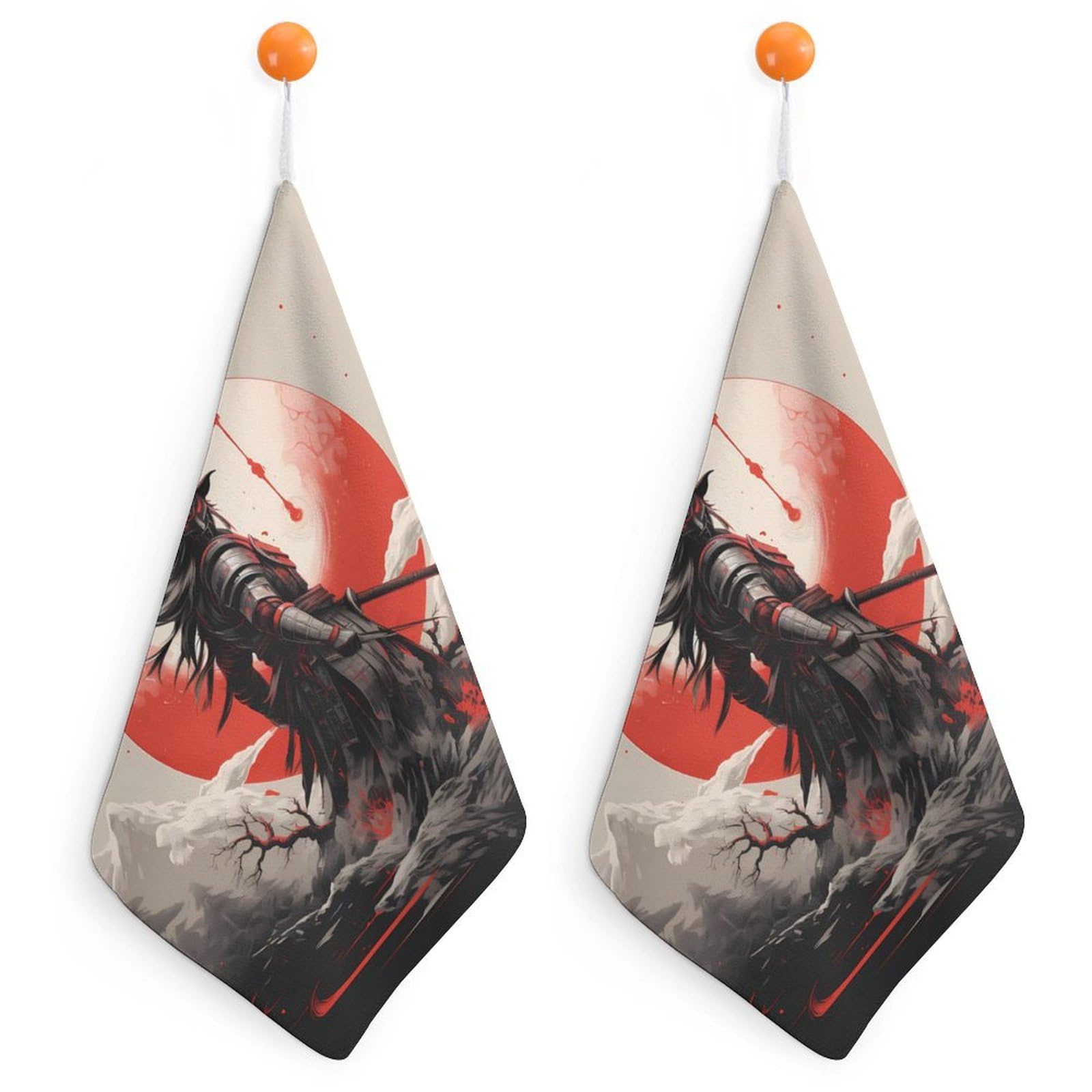 TXFBTRFSA Japanese Black-Samurais Hand Towels with Hanging Loop Kitchen Towel Handkerchiefs Cleaning Cloths