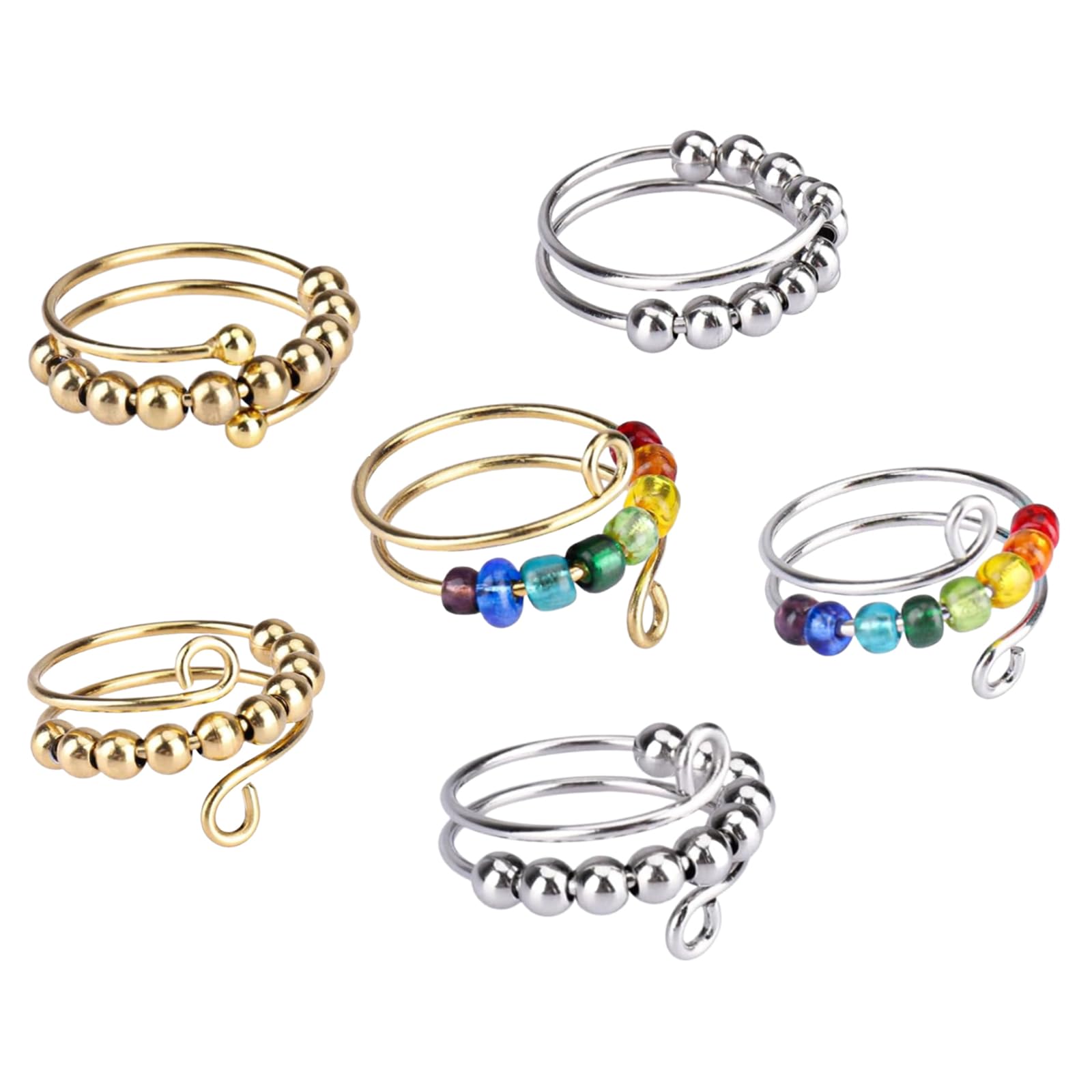 Anxiety Anxiety Fidget Ring Anti Stress Ring Anxiety Spinning with Perline Spinning with Perline Spinner Open Spinner Womens Anxiety Stressring Anxiety Stressring