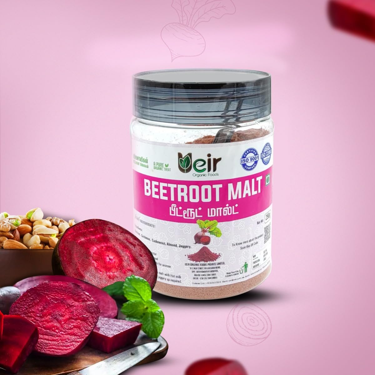 Ueir Organic Foods100% Natural Beetroot Malt - 250g | No Added Preservatives | Health Drink | Energy Drink