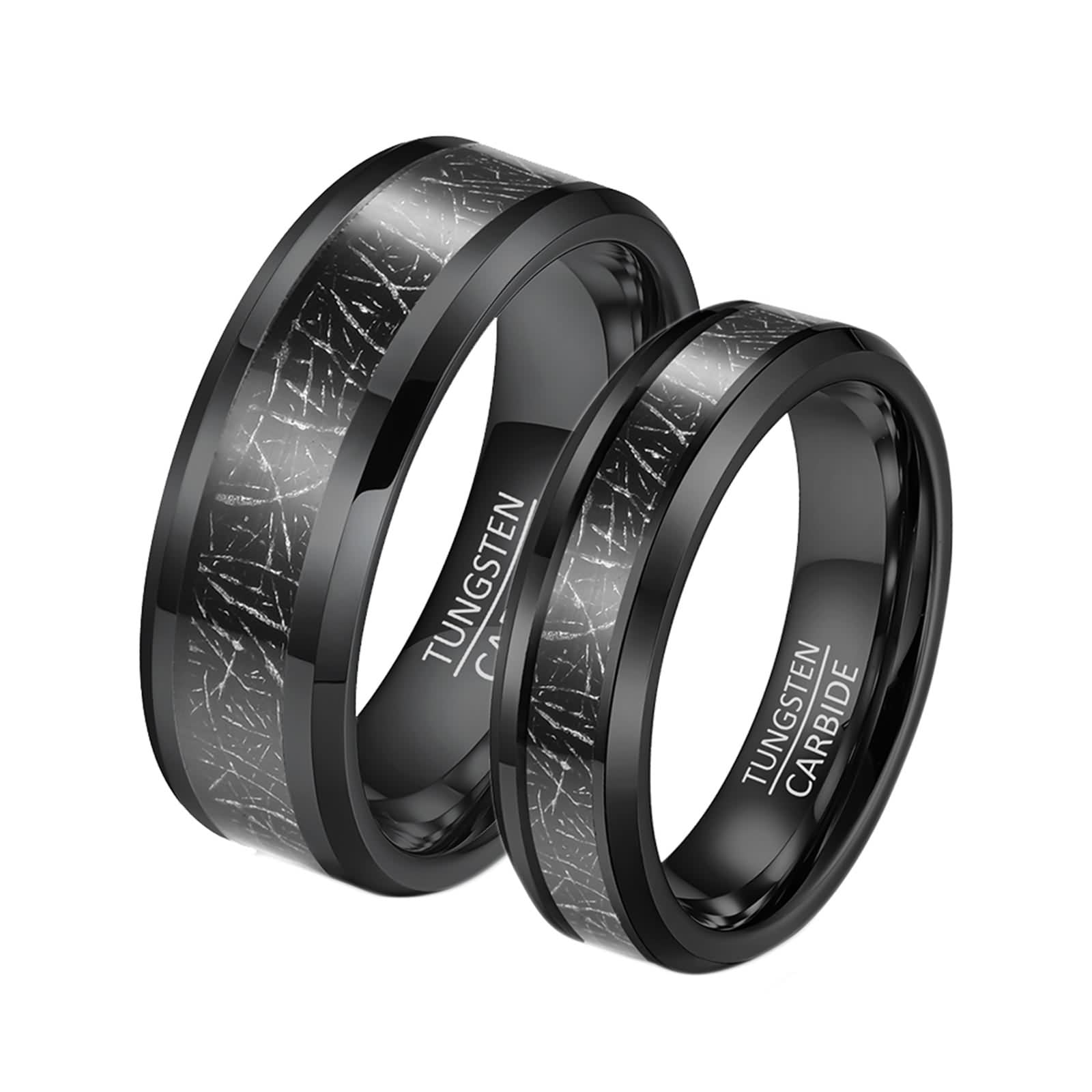 Juego de anillos de promesa para parejas, 6 mm y 8 mm con