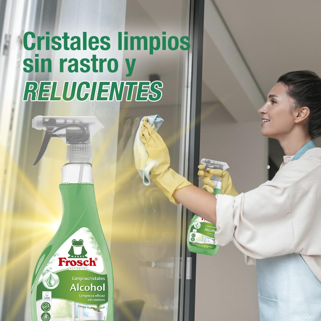Frosch - Limpia Cristales Ecológico con Alcohol, Limpieza Eficaz de Cristales y Superficies Lisas - 500 ml