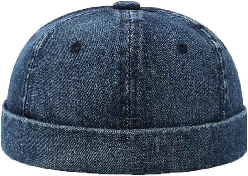 YAMEE Czapka dokerka unisex denim, bez brzegów czapka na zegarek z podwiniętym mankietem damska stylowa czapka żeglarska męska oddychająca regulowana czapka portowa damska vintage czapka zimowa damska