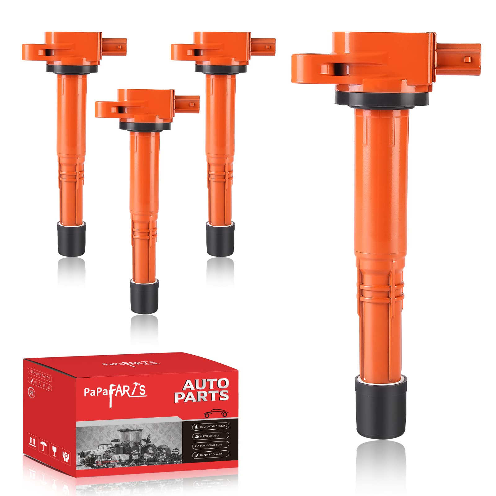 PAPAPARTS Set of 4 Ignition Coil Pack 3 Pins UF311 Compatible with 2002-2011Honda Civic S2000 Accord CR-V Element Acura RSX CSX 2.0L 2.2L 2.4L L4, 099700-070 C1382 5C1382 30520-PMA-007 30520-PNA-007
