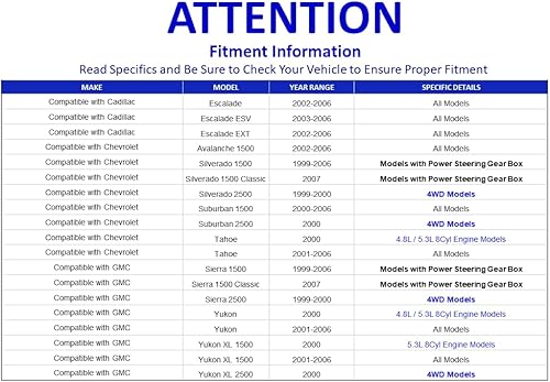 Miniatura 2 de PartsW - Juego de 4 barras de dirección interiores y exteriores para Cadillac Escalade 2002-2006/Chevrolet Avalanche 1500/Chevrolet Silverado