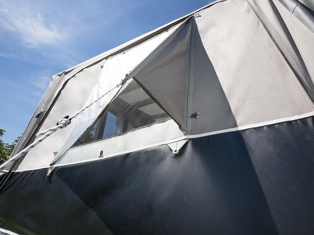 DWT aufblasbares Vorzelt für Wohnwagen - Travel Comfort Air - herausnehmbare Vorder- und Seitenwände - Ganzzelt 240 cm Tiefe - Air-In-System