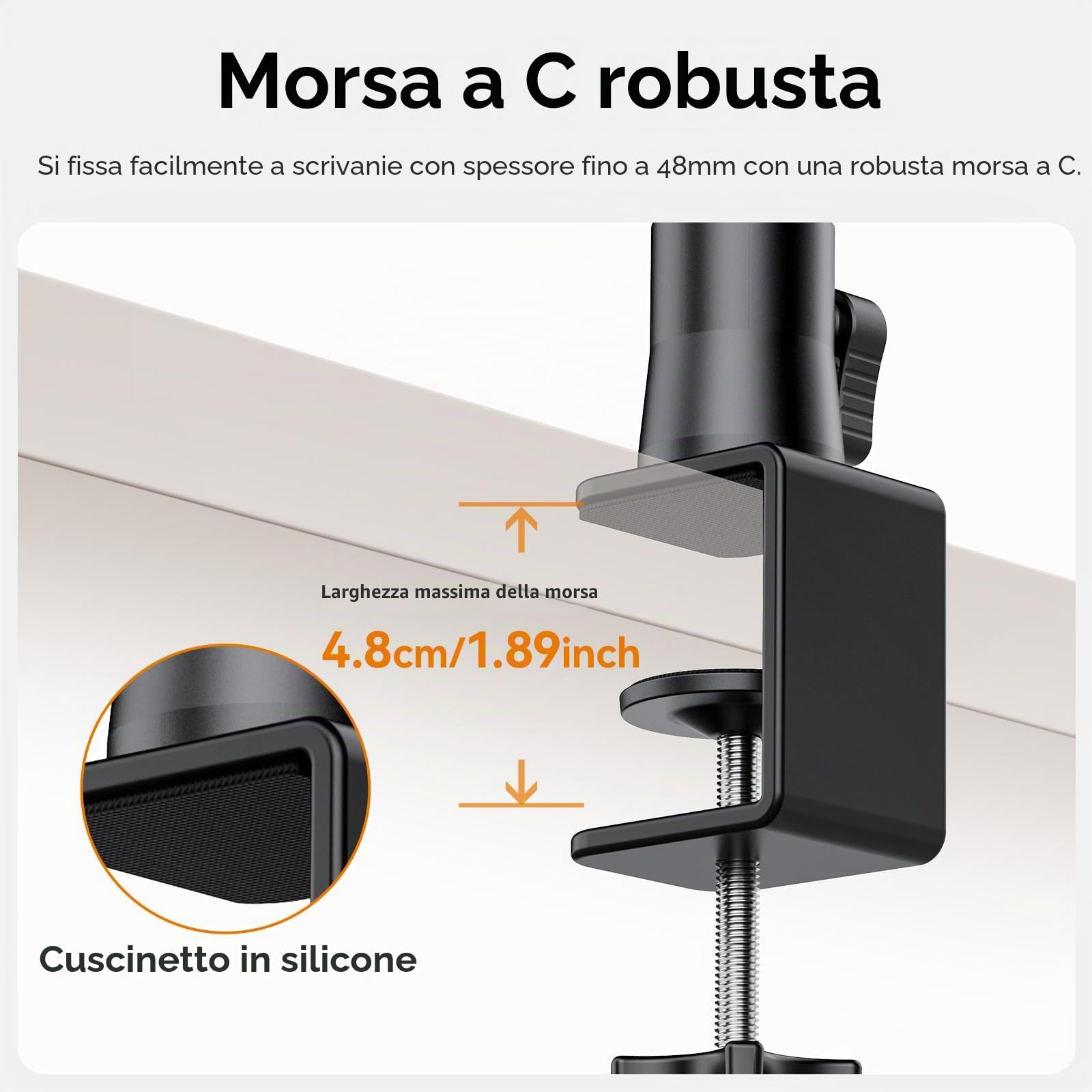 ULANZI ZJ02 Supporto da tavolo per fotocamera da 98 cm, Braccio articolato, Supporto da scrivania per illuminazione per streaming e videogiochi, testa a sfera a 360° per luce ad anello e poriettore