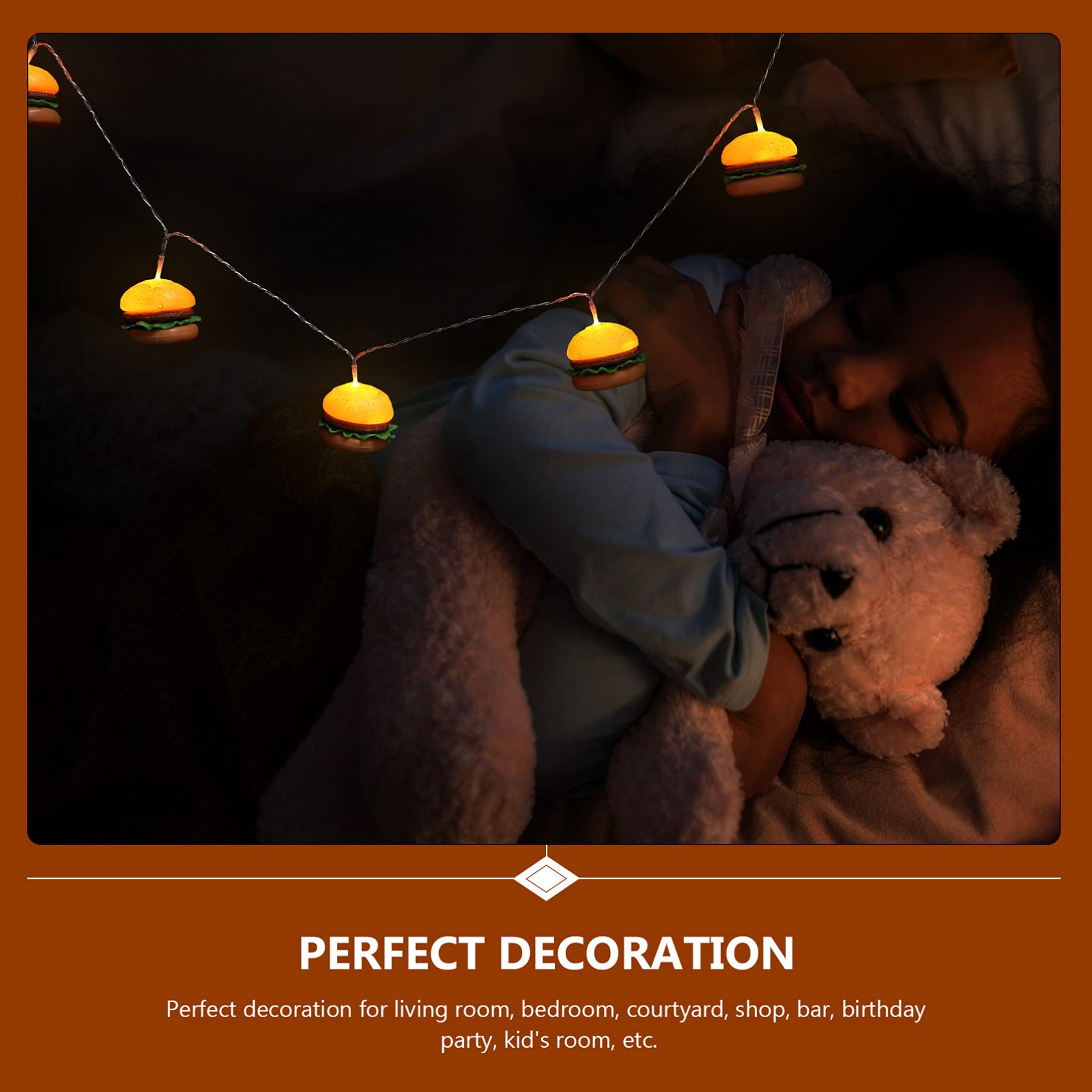 OSALADI 1ensemble Guirlande Led Forme De Hamburger Lampes Pour Décoration De Fête Chambre Garçon Fille Salon Et Restaurant Fonctionne Avec Piles Non Incluses Ambiance Chaleureuse Et