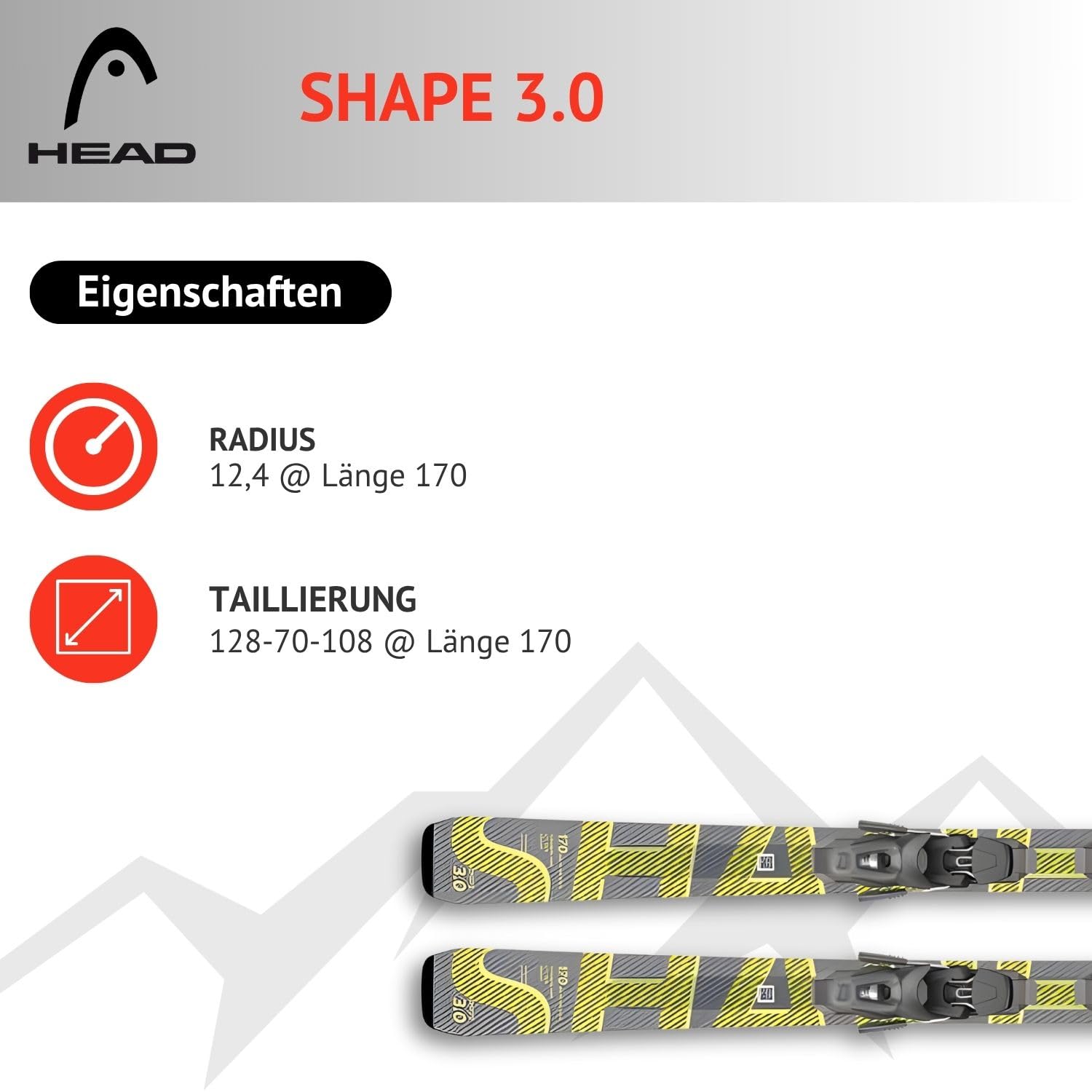 Sci alpini, piste, sci – Head Shape 3.0 – Allride Rocker – con attacco PR10 GW Promo Gripwalk Z3 – 10 – per piloti avanzati e buoni – Sci carving per piste preparate