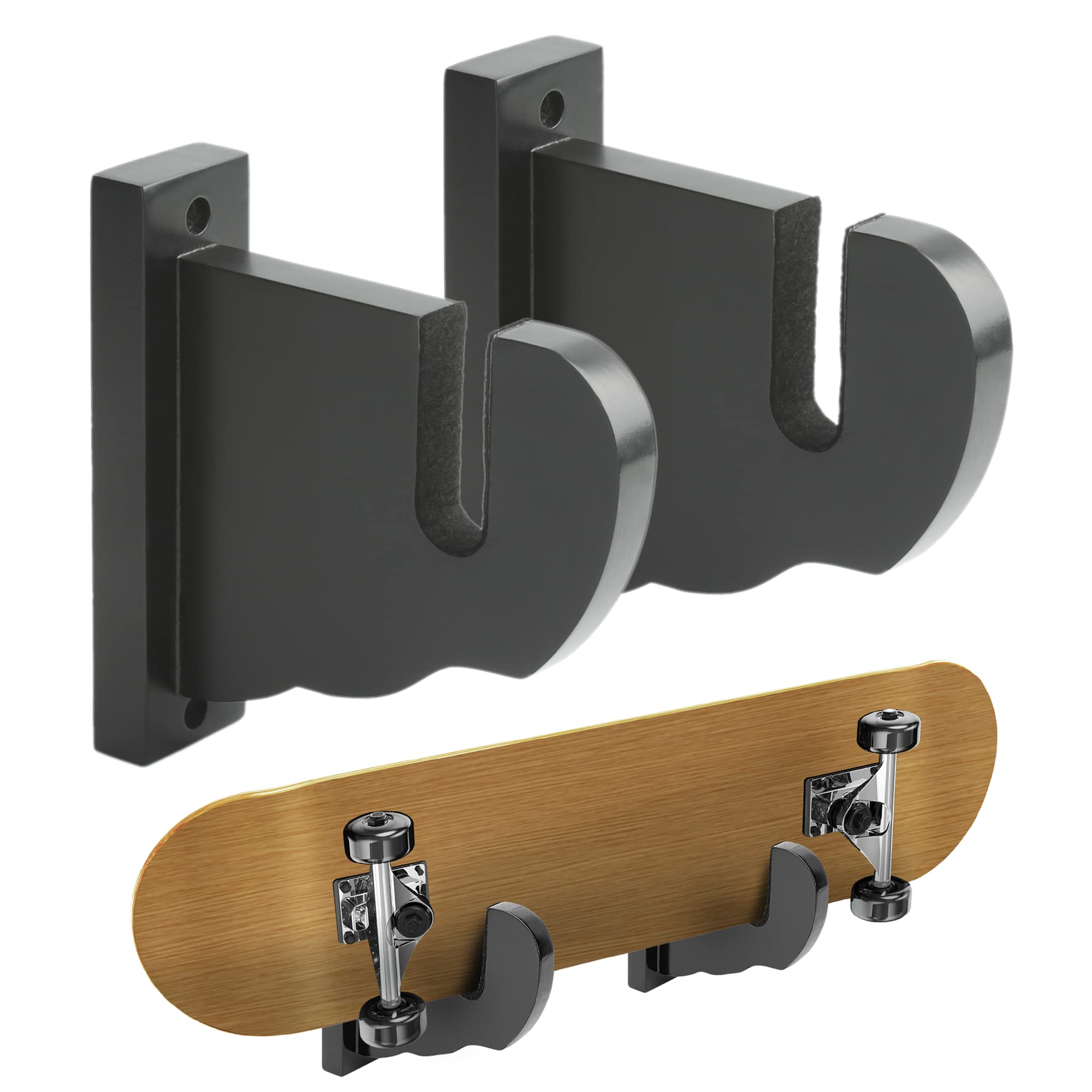 BiJun Skateboard Wall Mount, Snowboard Wall Mount Display, Acrylic Horizontal Skateboards Rack, Skateboard Storage Hanger (Black)