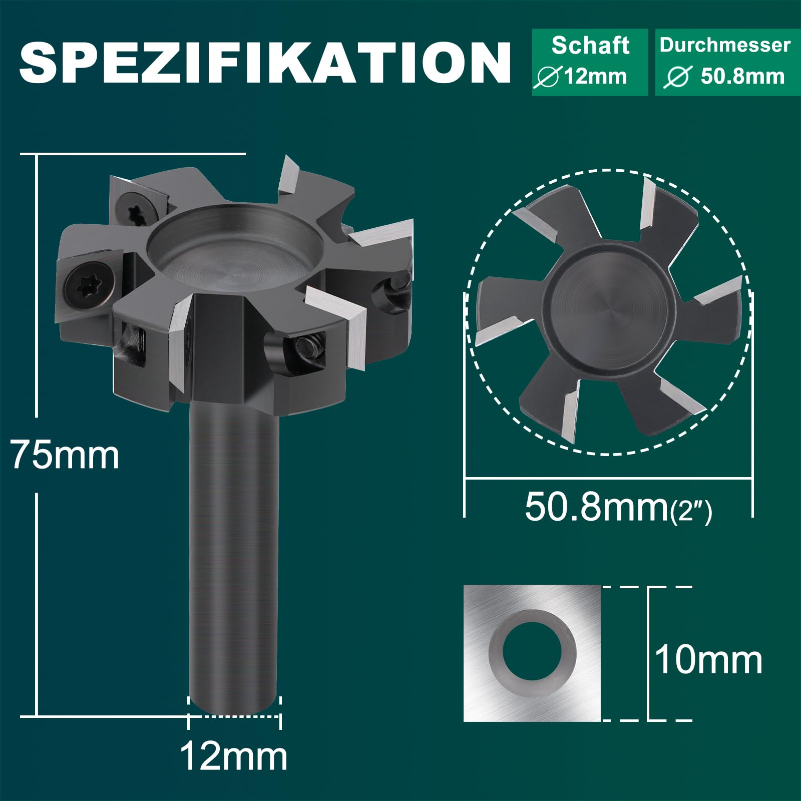 Frez czołowy do frezarki górnowrzecionowej 12 mm trzpień 6 zębów frez strugowy