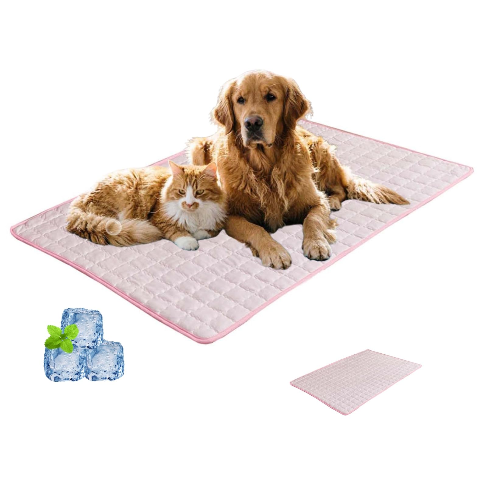 Dog Cat Cooling Mat for Indoor Outdoor Durable Breathable Temperature-Regulating Pad Washable Non-Slip Sleeping Cushion Heat Reducing Bed Mat Comfortable Pad for Medium to Large Dog Breeds