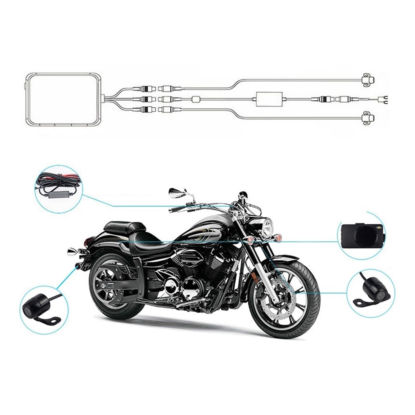 Cámara de Motocicleta con Motor DVR Compatible con KY-MT18, cámara de salpicadero, grabadora Trasera Delantera de Doble Pista Especial, visión Nocturna, Sensor G for Motocicleta