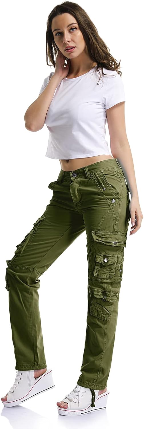 Aeslech Women's Cotton Casual Cargo Work Trousers High Waisted Travel Hiking Y2K Pants with Multi Pockets 4 61uJnYyD4gL. AC SL1500