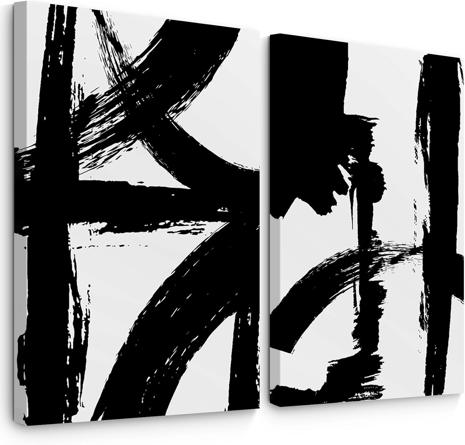 Black and White Wall Art Abstract Modern Painting Minimalist Line Canvas Wall Art Decor Black And White Poster Abstract Artwork Prints for Living Room Bedroom 16x24 Inch Wrapped Canvas Set of 2 16x24 Inch Canvas Black Lines Prints