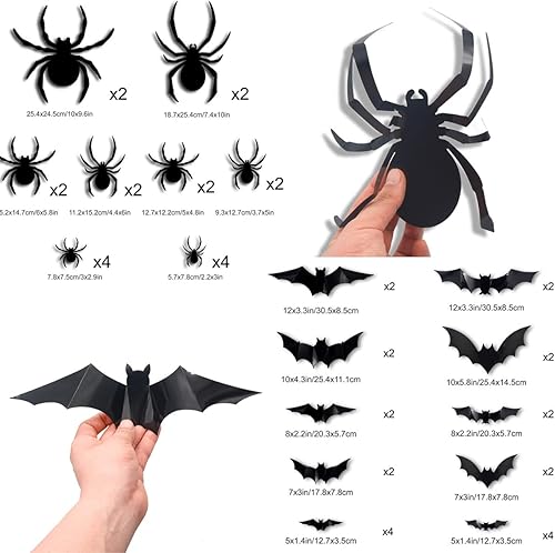 Miniatura 7 de 34 calcomanías de pared de fantasmas de Halloween 3D, calcomanías de pared de fantasmas 3D, calcomanías de decoración de murciélagos, arañas,