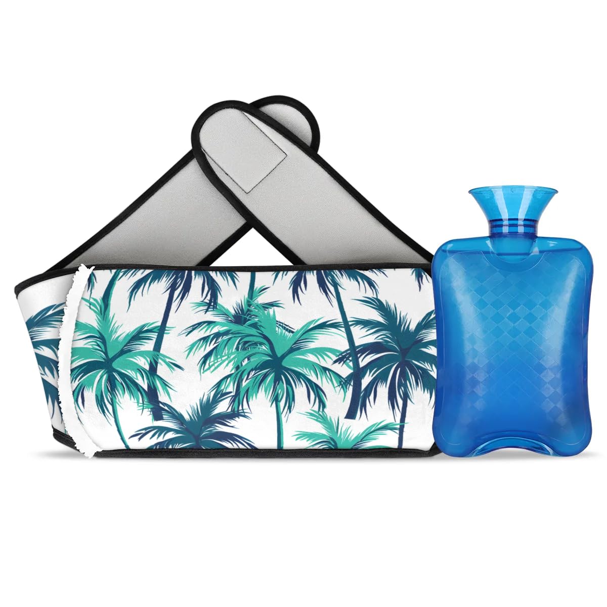 Hot Water Bag with Waist Cover Palm Plant Warm Hot Water Bottle Belt Plush Double Hand Insert Wearable Water Bag Detachable Hot Bottle Pouch for Neck Shoulder Pain Relief